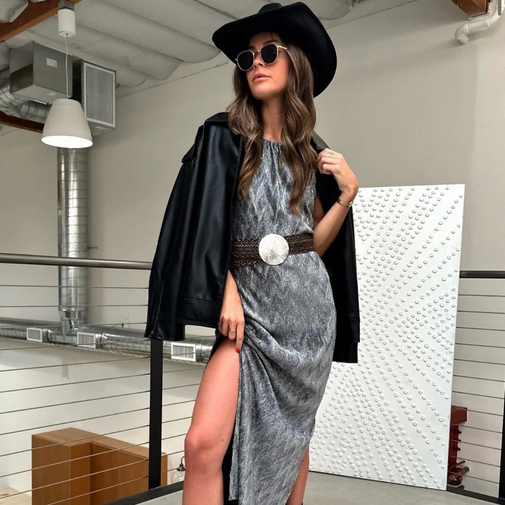 12th Tribe Regal Silver Maxi Dress